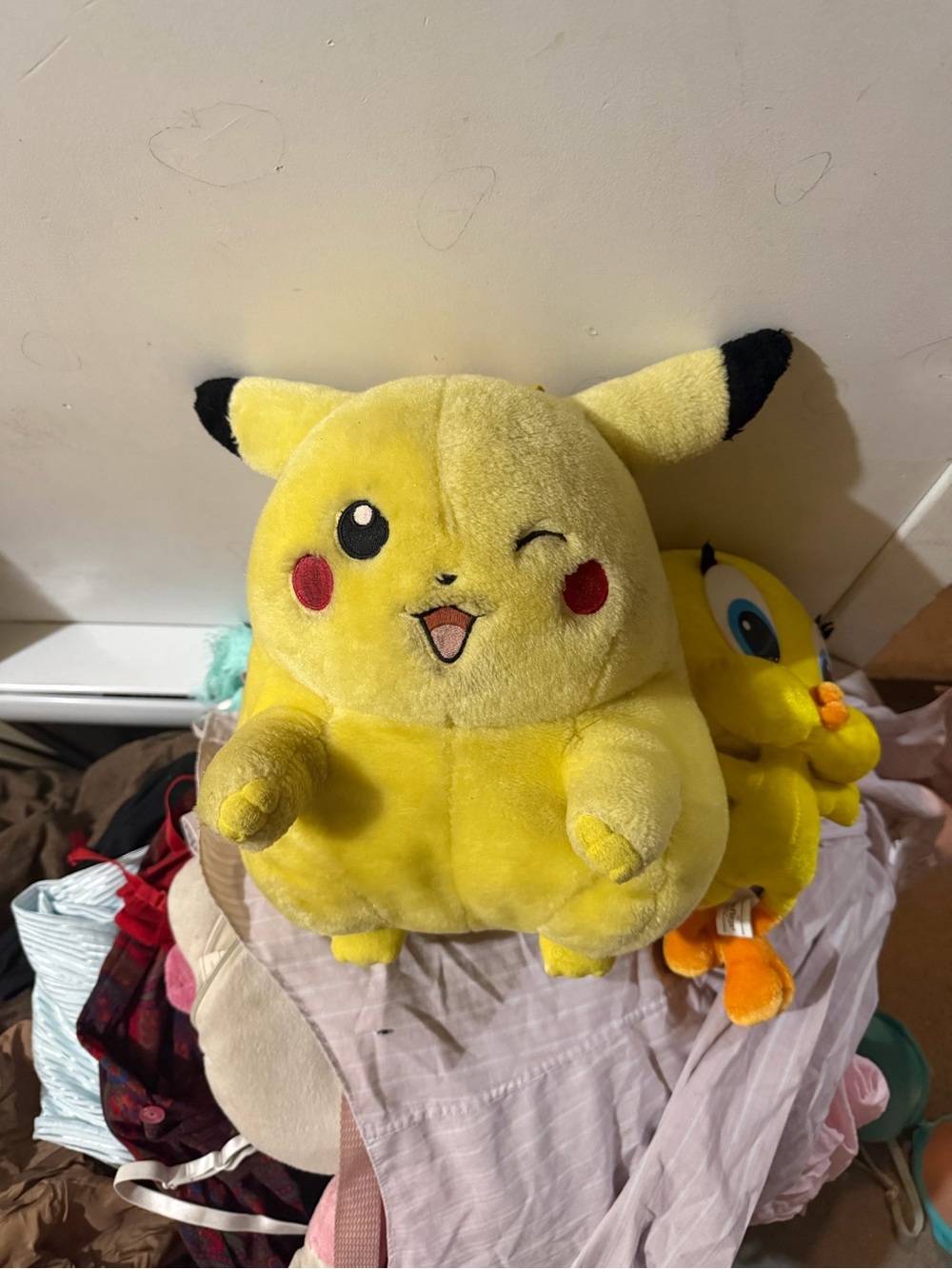 Pikachu Plush backpack- Yellow Winking Stuffed Animal